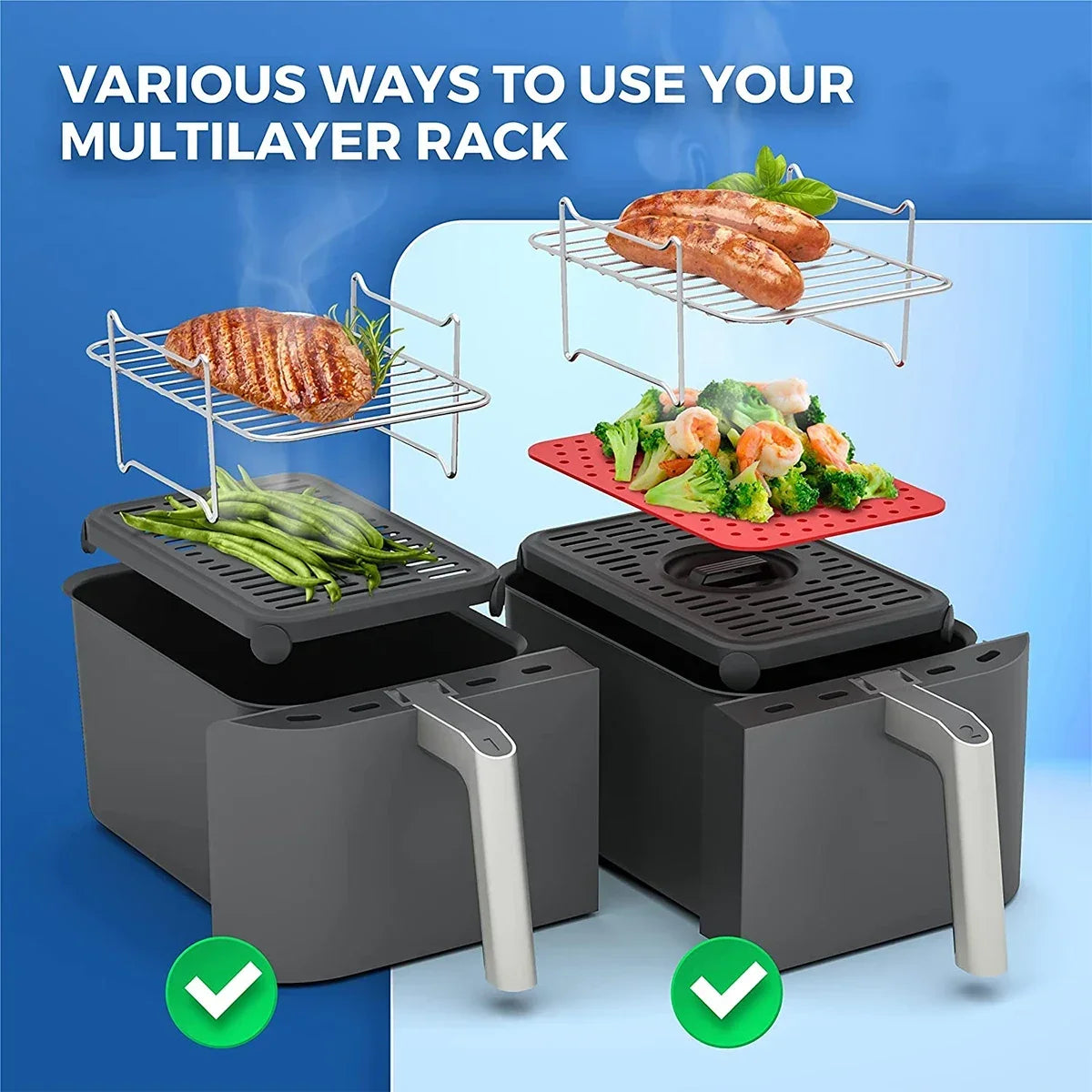 Air Fryer Rack with 4 Skewers