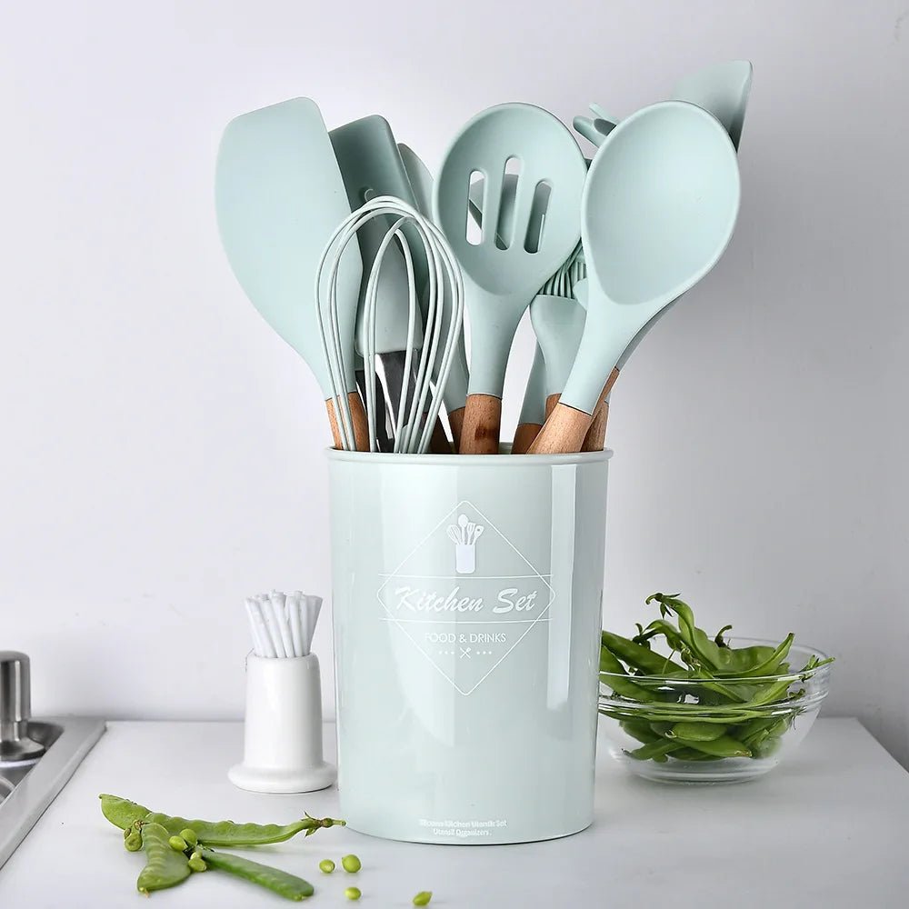 Silicone Kitchen Utensils Set with Storage Box