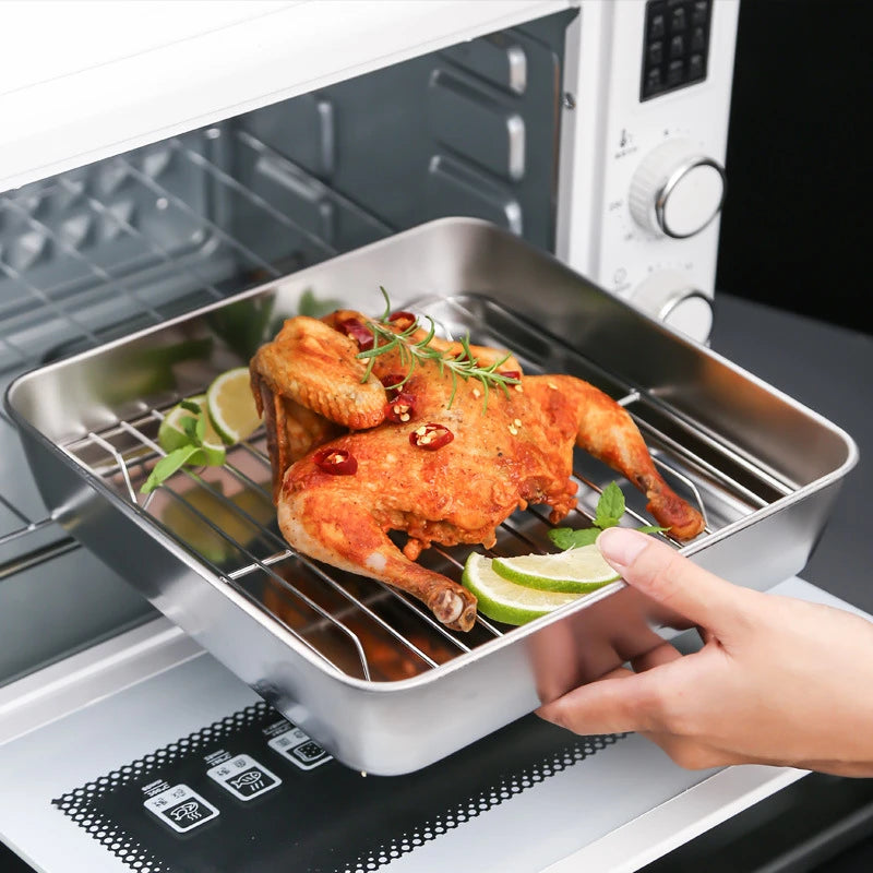 Non-Stick Baking Tray with Removable Cake Grid & Cooling Rack