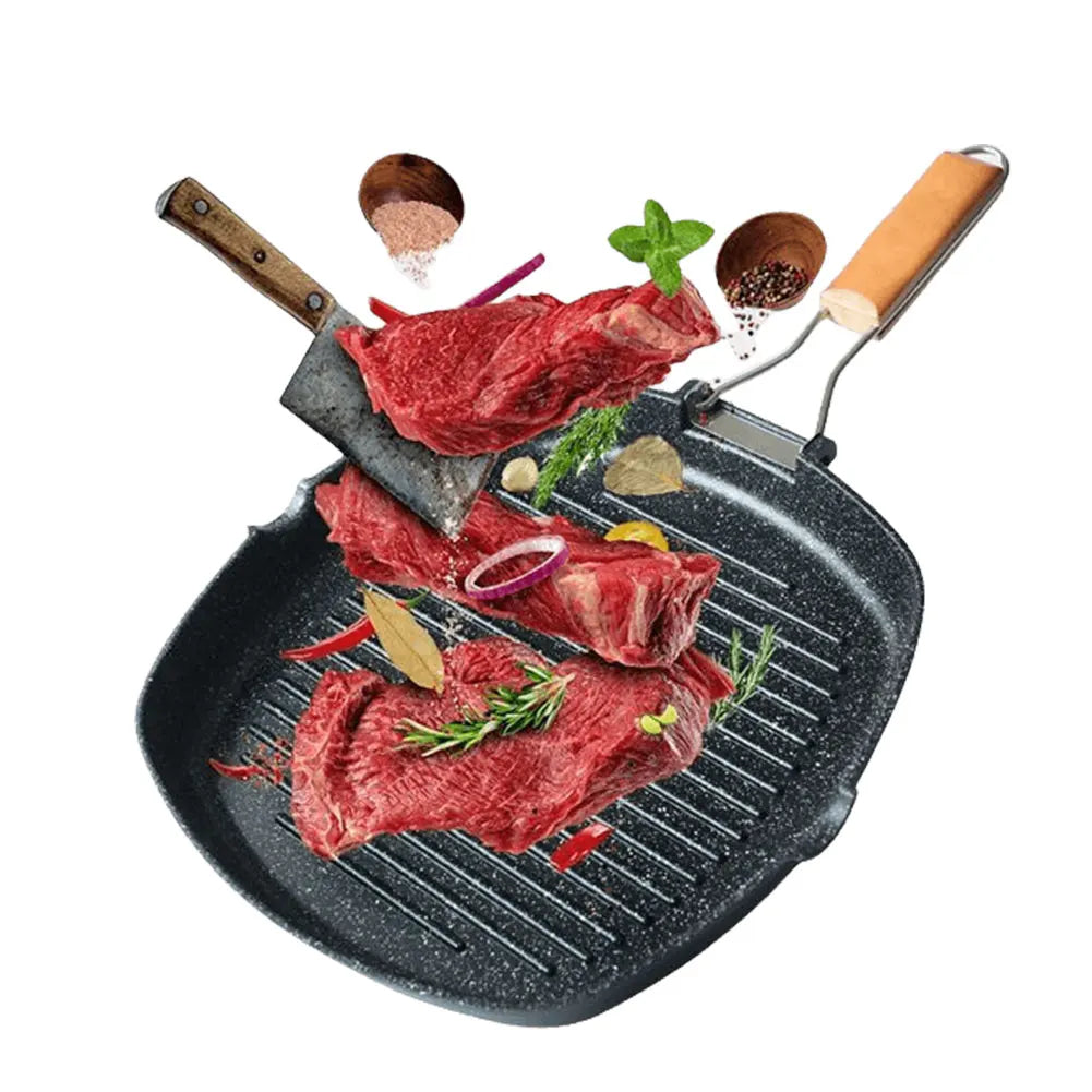 Foldable Outdoor Grill Pan with Wooden Handle