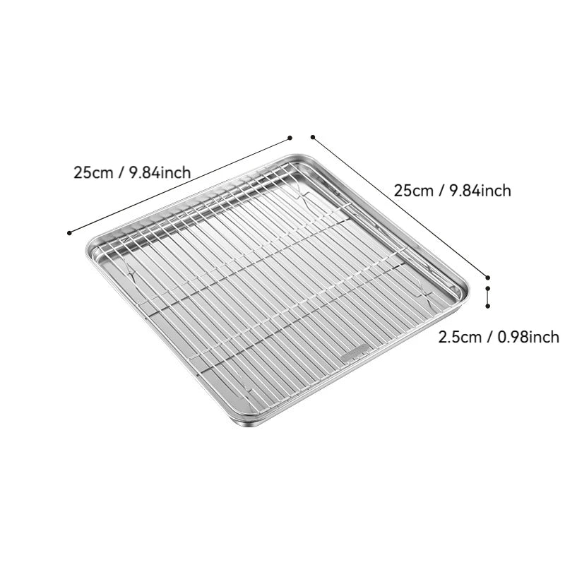 Non-Stick Baking Tray with Removable Cake Grid & Cooling Rack