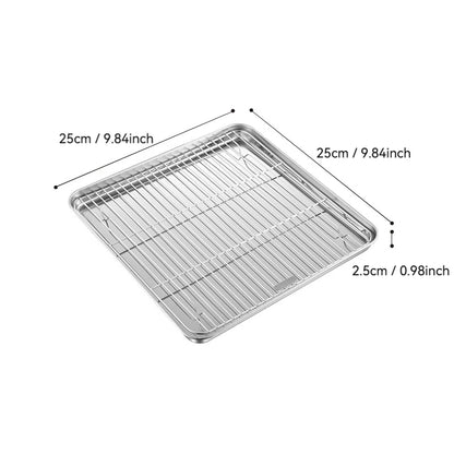 Non-Stick Baking Tray with Removable Cake Grid & Cooling Rack