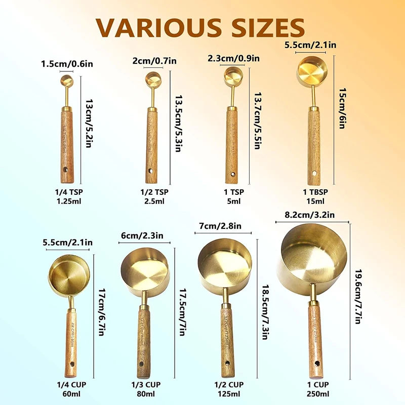 Golden Measuring Cup and Spoon Set