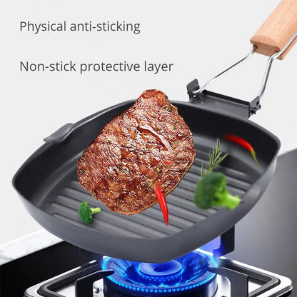 Foldable Outdoor Grill Pan with Wooden Handle