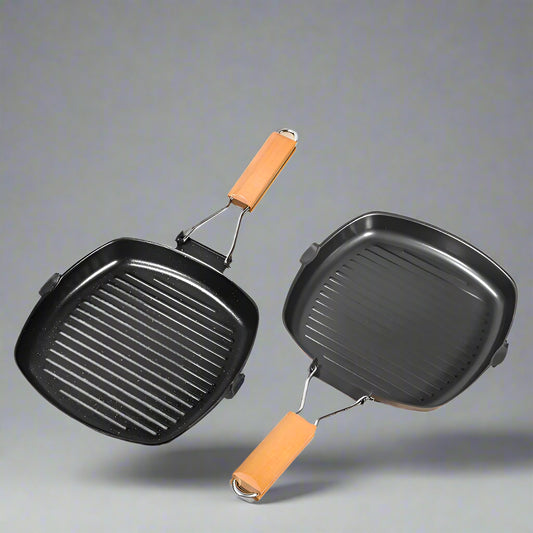 Foldable Outdoor Grill Pan with Wooden Handle