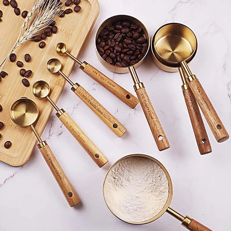 Golden Measuring Cup and Spoon Set