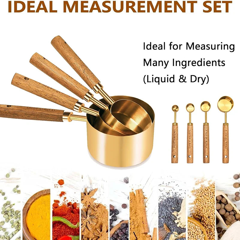 Golden Measuring Cup and Spoon Set