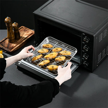 Non-Stick Baking Tray with Removable Cake Grid & Cooling Rack