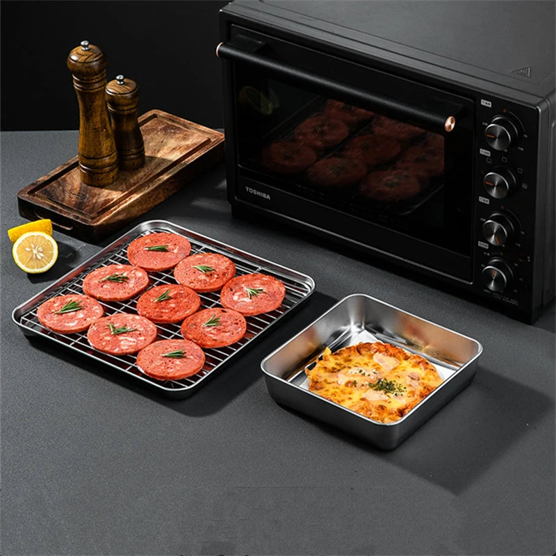 Non-Stick Baking Tray with Removable Cake Grid & Cooling Rack