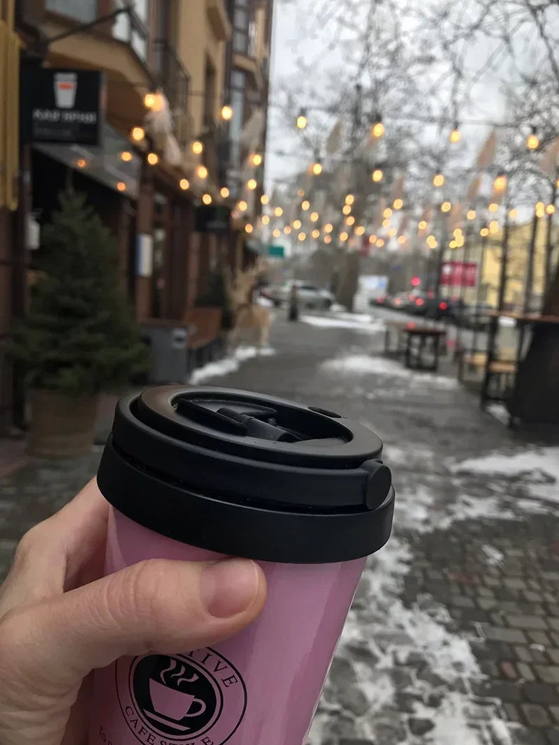 Travel Coffee Cup with Lid and Handle