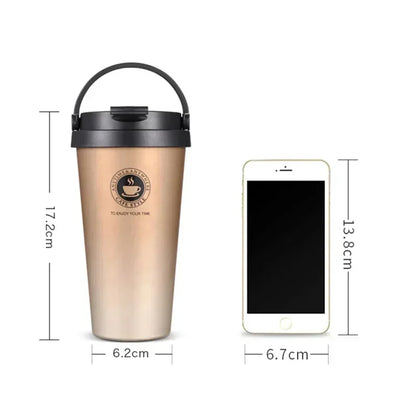 Travel Coffee Cup with Lid and Handle