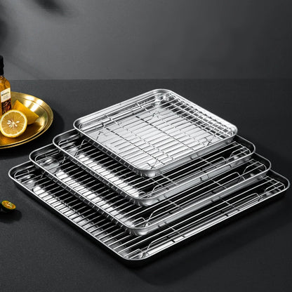 Non-Stick Baking Tray with Removable Cake Grid & Cooling Rack